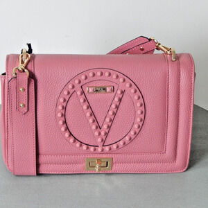 Valentino by Mario Valentino Alice Rock Pink Leather Flap Shoulder Bag NWT